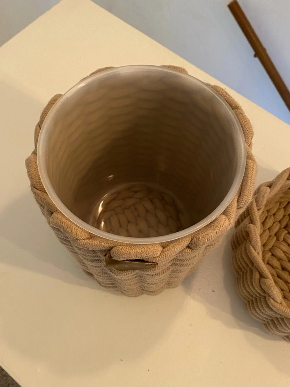 UGG Beige Chunky Woven Rope Storage Basket & Wastebasket 2-Piece Set